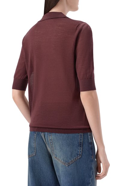 Поло из лиоцелла и шерсти BOSS коричневого цвета по цене 21800 руб., арт. 50556668, фото 4 Поло из лиоцелла и шерсти BOSS, арт. 50556668, фото 4