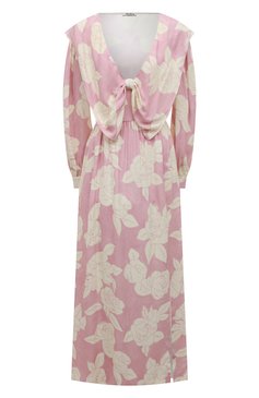 Женское платье из вискозы MIU MIU светло-розового цвета, арт. MF4034-1YD6-F0442 | Фото 1 (Рукава: Длинные; Материал внешний: Вискоза; Стили: Романтичный; Случай: Повседневный; Женское Кросс-КТ: Платье-одежда; Длина Ж (юбки, платья, шорты): Миди; Материал сплава: Проставлено; Драгоценные камни: Проставлено)