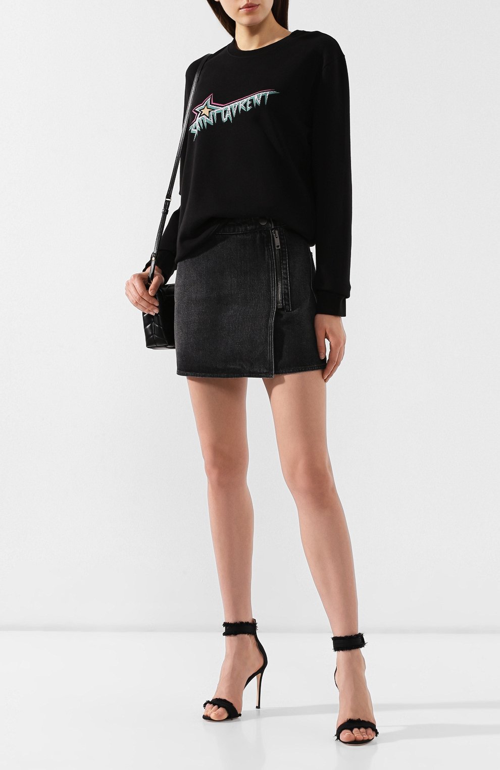 Хлопковый пуловер SAINT LAURENT черного цвета по цене 74450 руб., арт. 577076/YBJN2, фото 2 Хлопковый пуловер SAINT LAURENT, арт. 577076/YBJN2, фото 2