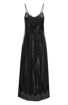 Женское платье с отделкой пайетками THE KOOPLES черного цвета, арт. FR0B30018K | Фото 1 (Длина Ж (юбки, платья, шорты): Макси; Материал сплава: Проставлено; Драгоценные камни: Проставлено; Женское Кросс-КТ: Платье-одежда; Случай: Коктейльный; Стили: Гламурный; Рукава: На бретелях; Материал внешний: Синтетический материал)