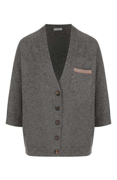 Женский кашемировый кардиган с укороченным рукавом BRUNELLO CUCINELLI, арт. M12149306