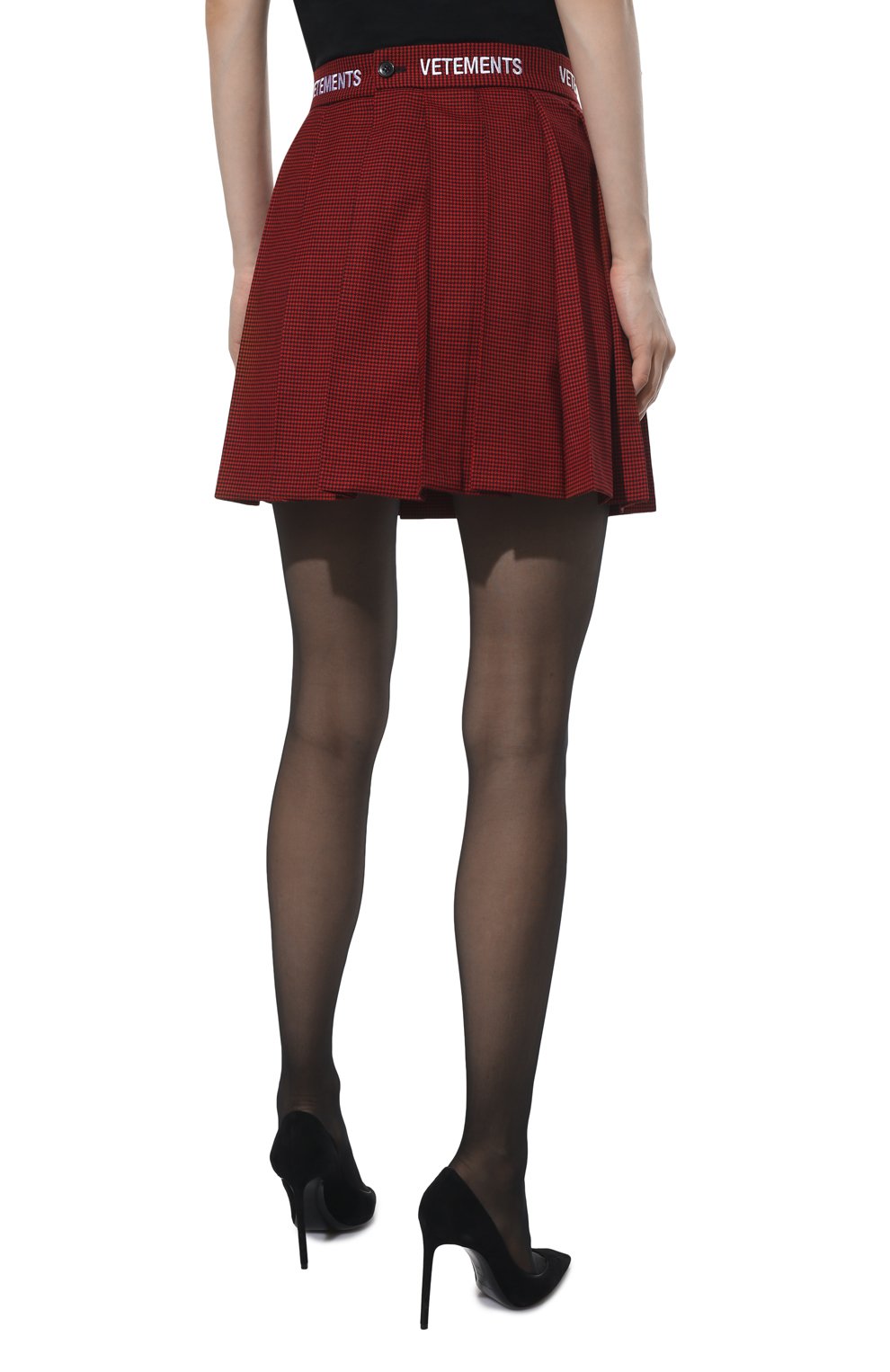 Шерстяная юбка VETEMENTS красного цвета по цене 83450 руб., арт. WE52SK240R 1207/RED PEPITA, фото 4 Шерстяная юбка VETEMENTS, арт. WE52SK240R 1207/RED PEPITA, фото 4
