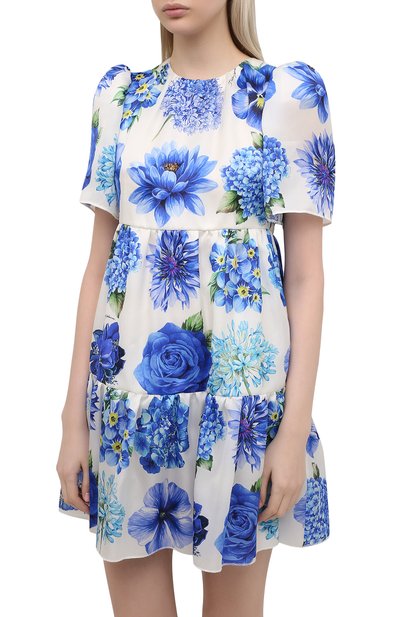 Шелковое платье DOLCE & GABBANA голубого цвета по цене 212000 руб., арт. I6AE4W/GDZAJ, фото 3 Шелковое платье DOLCE & GABBANA, арт. I6AE4W/GDZAJ, фото 3