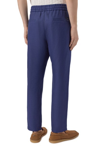 Льняные брюки DOLCE & GABBANA темно-синего цвета по цене 98950 руб., арт. GVZAET/GG862, фото 4 Льняные брюки DOLCE & GABBANA, арт. GVZAET/GG862, фото 4