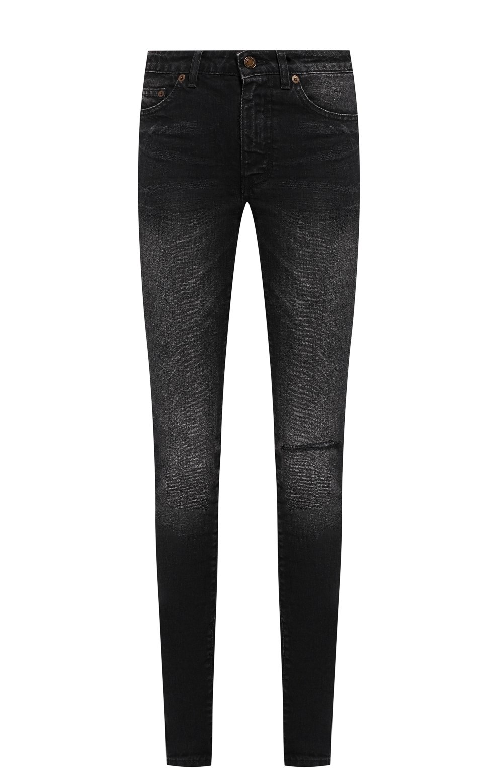 Джинсы прямого кроя с потертостями SAINT LAURENT черного цвета по цене 66950 руб., арт. 535156/YK869, фото 1 Джинсы прямого кроя с потертостями SAINT LAURENT, арт. 535156/YK869, фото 1