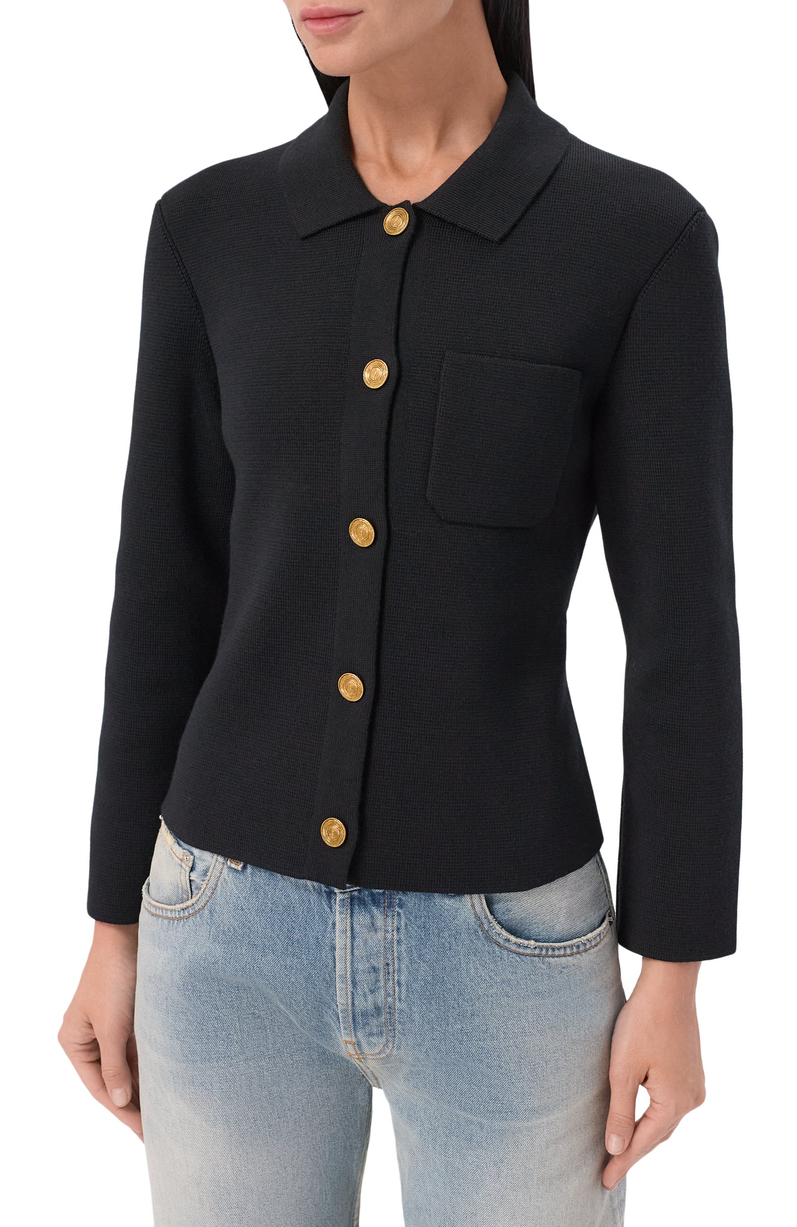 Шерстяной кардиган SAINT LAURENT черного цвета по цене 291500 руб., арт. A0044Z/Y76TR, фото 3 Шерстяной кардиган SAINT LAURENT, арт. A0044Z/Y76TR, фото 3