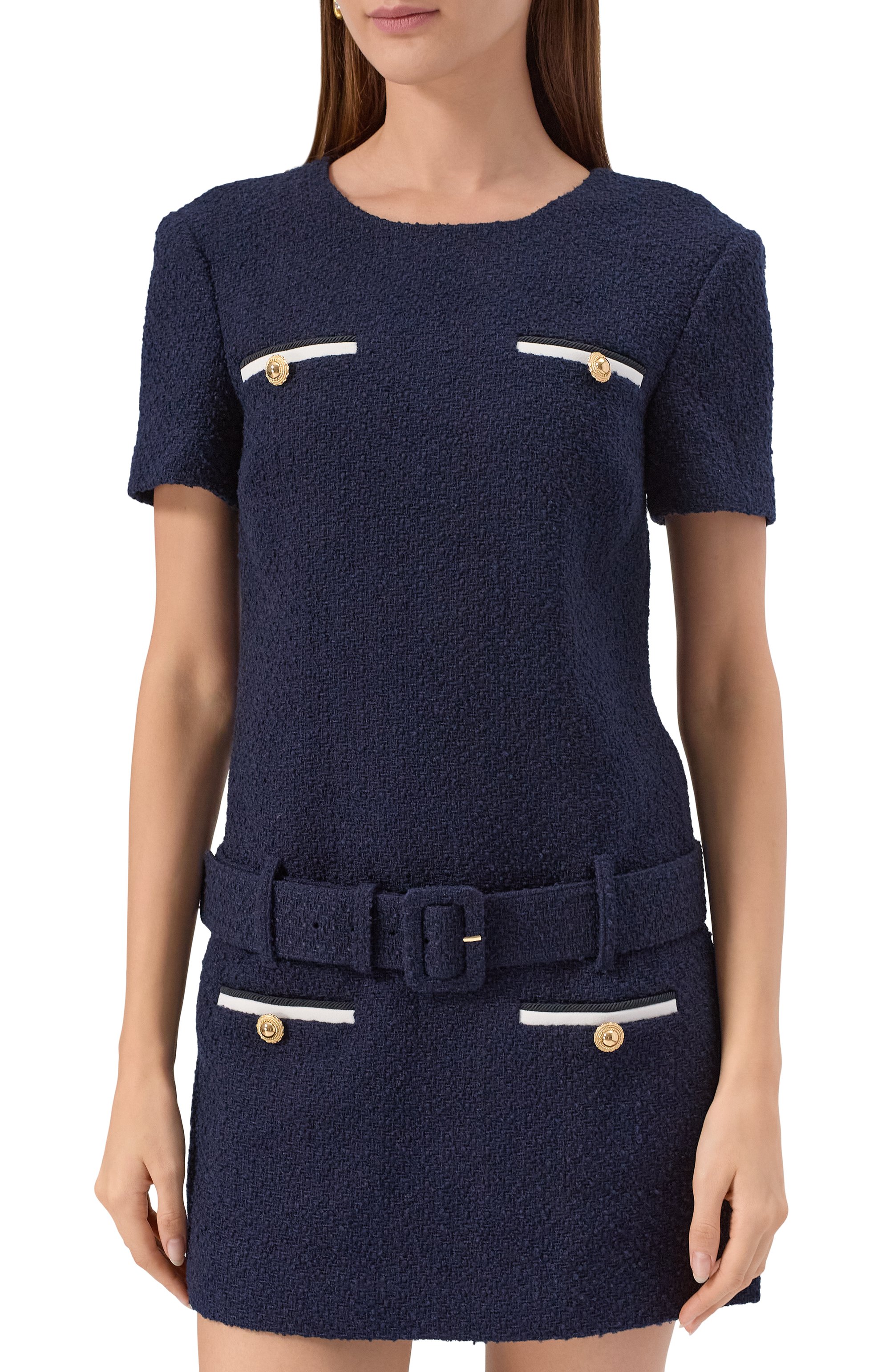 Твидовое платье SELF-PORTRAIT, арт. PF25034SBL, фото 3