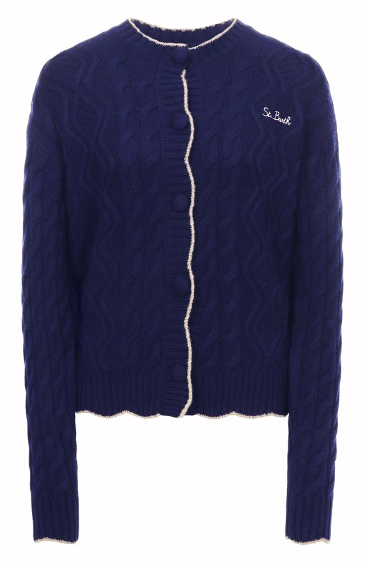 Кардиган из шерсти и вискозы MC2 Saint Barth MLE002-03733I/MALLERY Синий MLE002-03733I/MALLERY