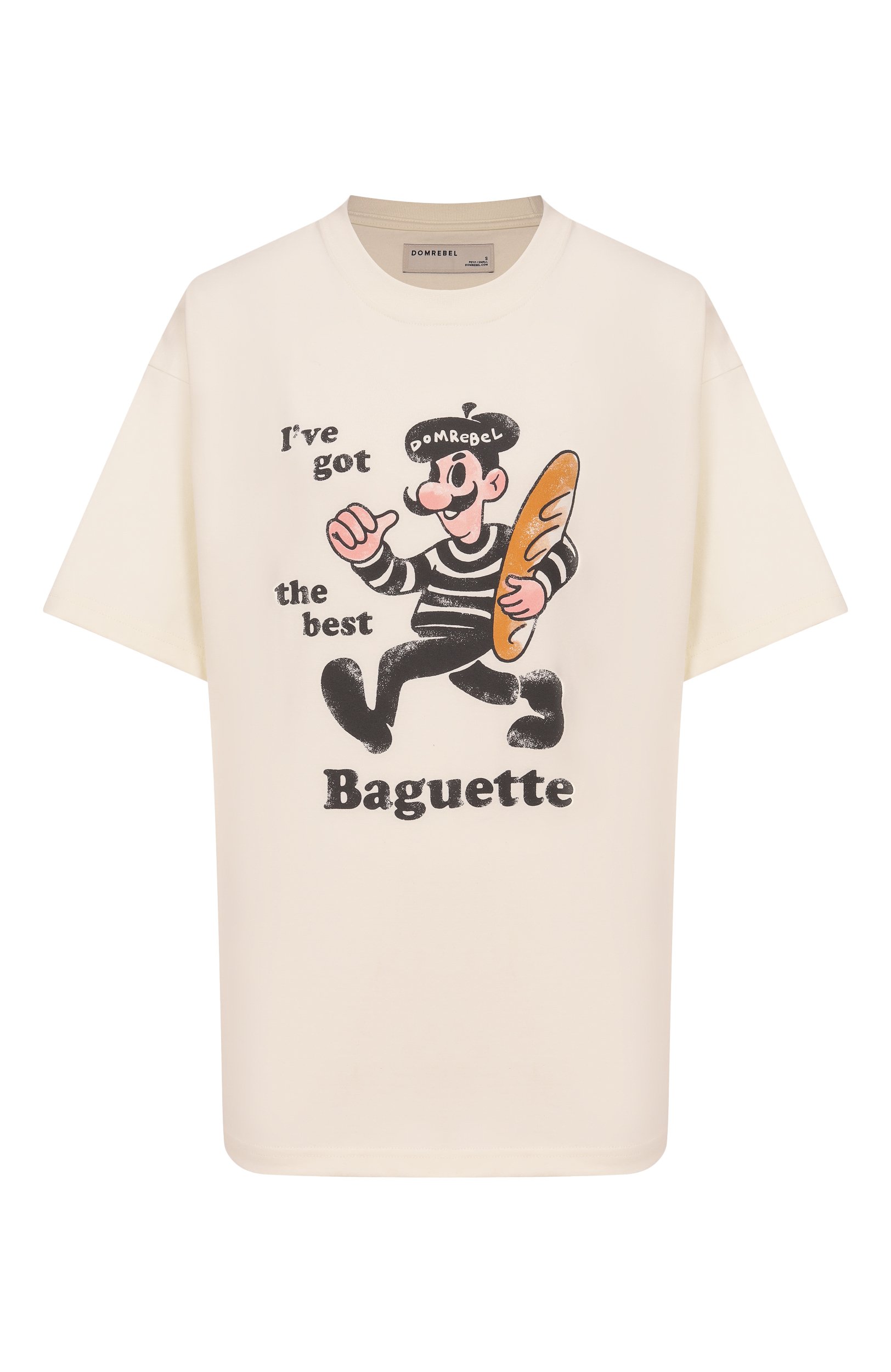 Хлопковая футболка DOMREBEL кремового цвета по цене 22100 руб., арт. BAGUETTE/T-SHIRT, фото 1 Хлопковая футболка DOMREBEL, арт. BAGUETTE/T-SHIRT, фото 1