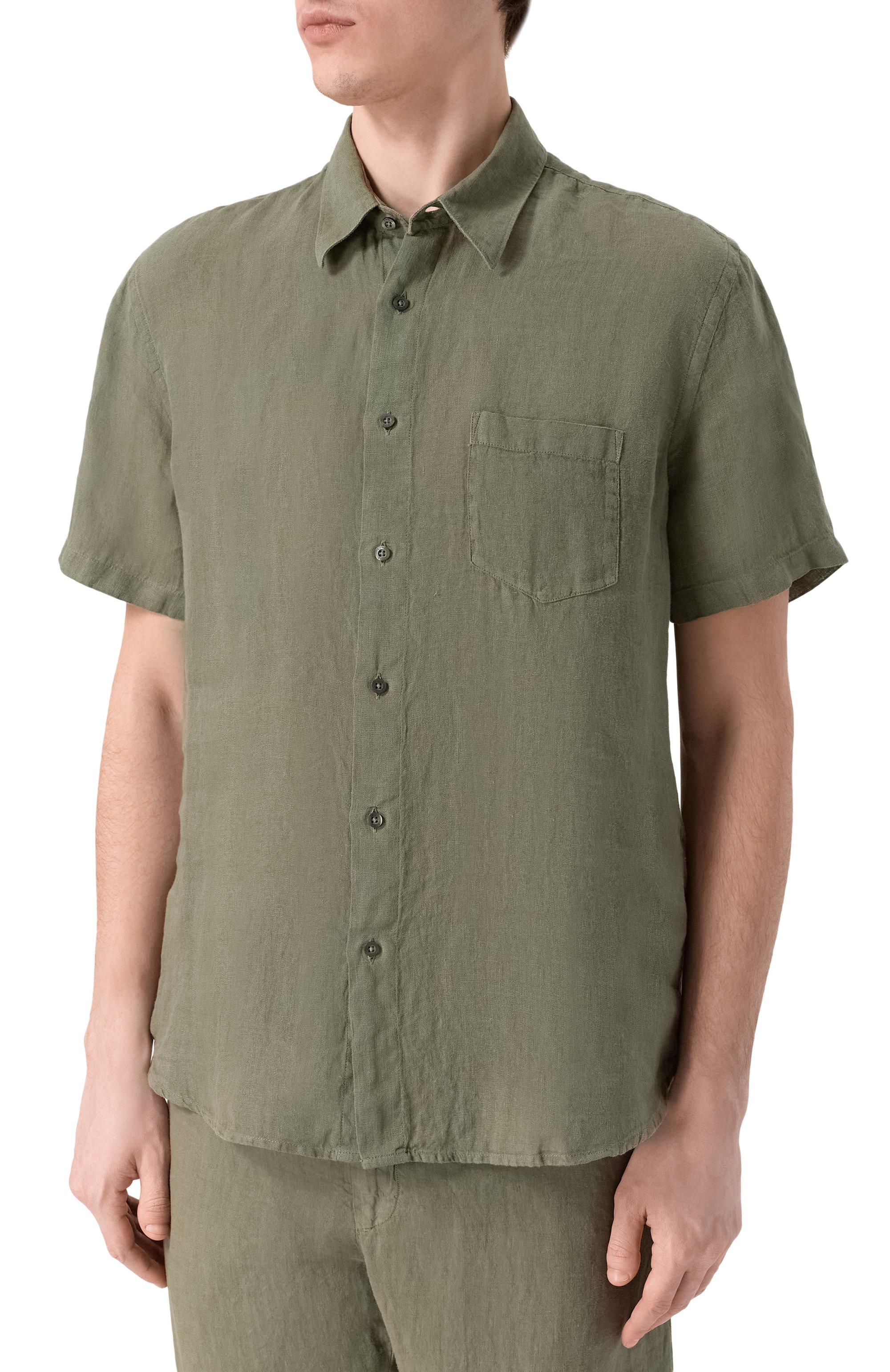 Льняная рубашка 120% LINO хаки цвета по цене 26250 руб., арт. 33ALIM1368/0115/000, фото 3 Льняная рубашка 120% LINO, арт. 33ALIM1368/0115/000, фото 3