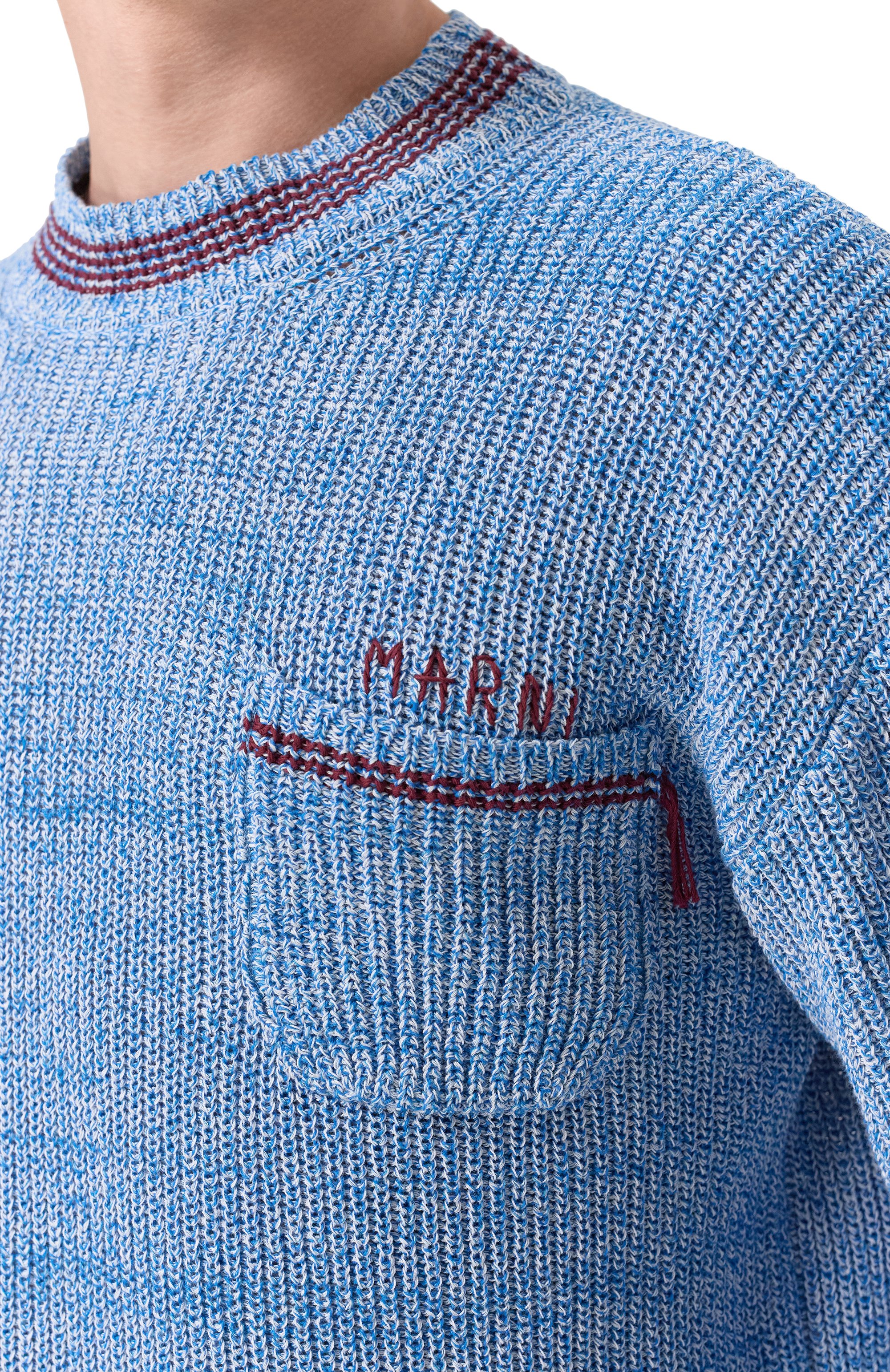 Хлопковый свитер MARNI голубого цвета по цене 110000 руб., арт. GCMG0483Q0/UFC601, фото 5 Хлопковый свитер MARNI, арт. GCMG0483Q0/UFC601, фото 5