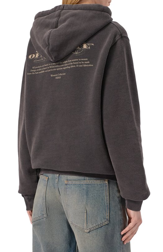 Хлопковое худи Off-White 0WBB035S25FLE004 Чёрный  0WBB035S25FLE004 Фото 4