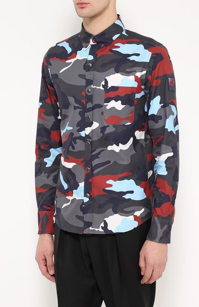 Хлопковая рубашка с камуфляжным принтом MONCLER, арт. B2-391-52020-00-28470, фото 3