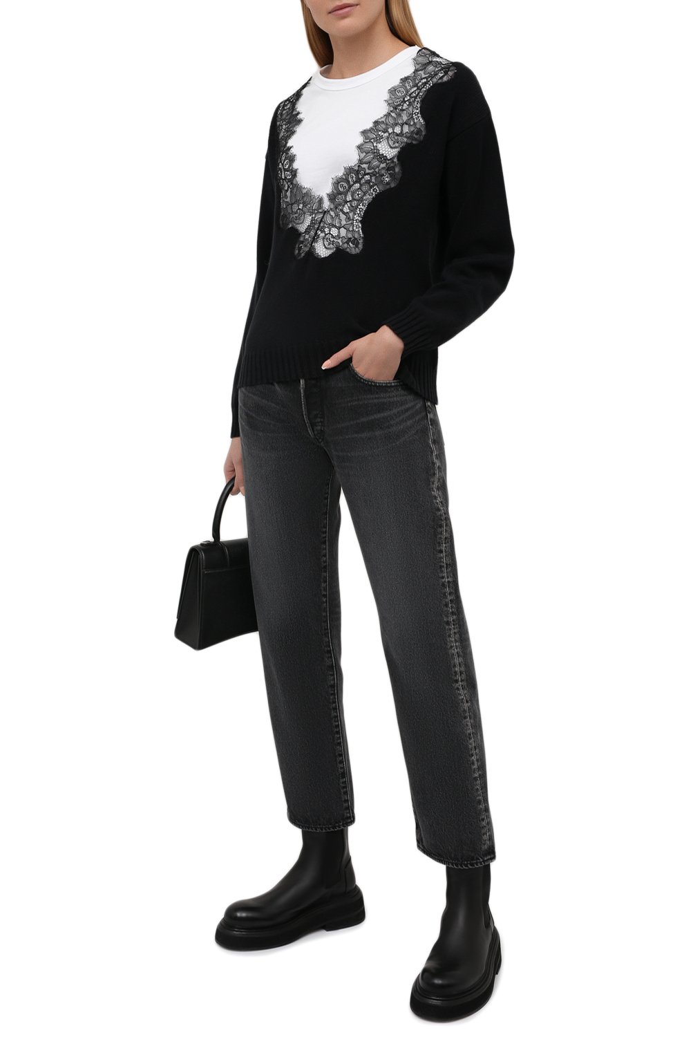 Хлопковый пуловер PHILOSOPHY DI LORENZO SERAFINI черно-белого цвета по цене 45500 руб., арт. A0919/703, фото 2 Хлопковый пуловер PHILOSOPHY DI LORENZO SERAFINI, арт. A0919/703, фото 2