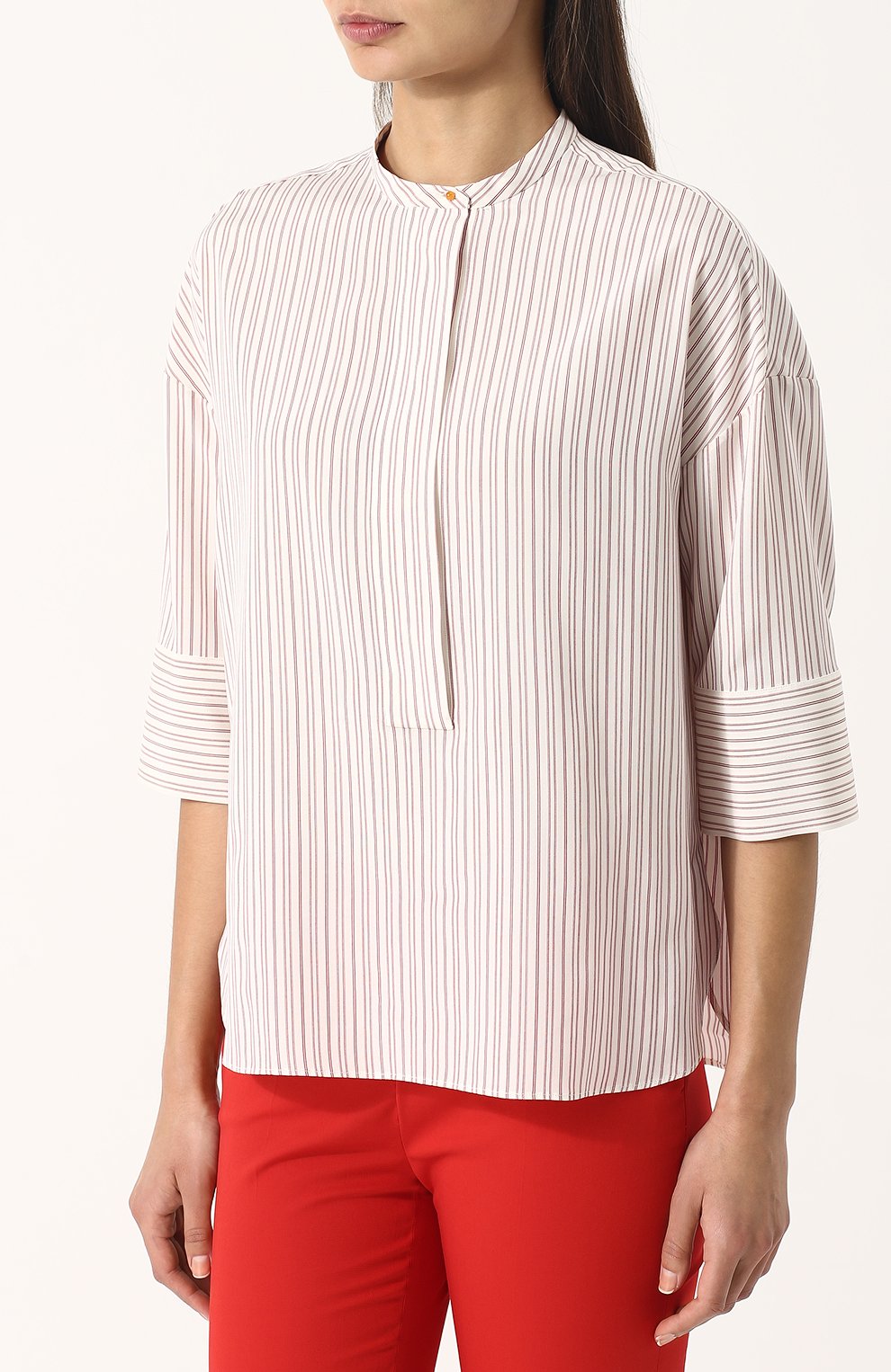 Шелковая блуза свободного кроя в полоску LORO PIANA, арт. FAI1466, фото 3