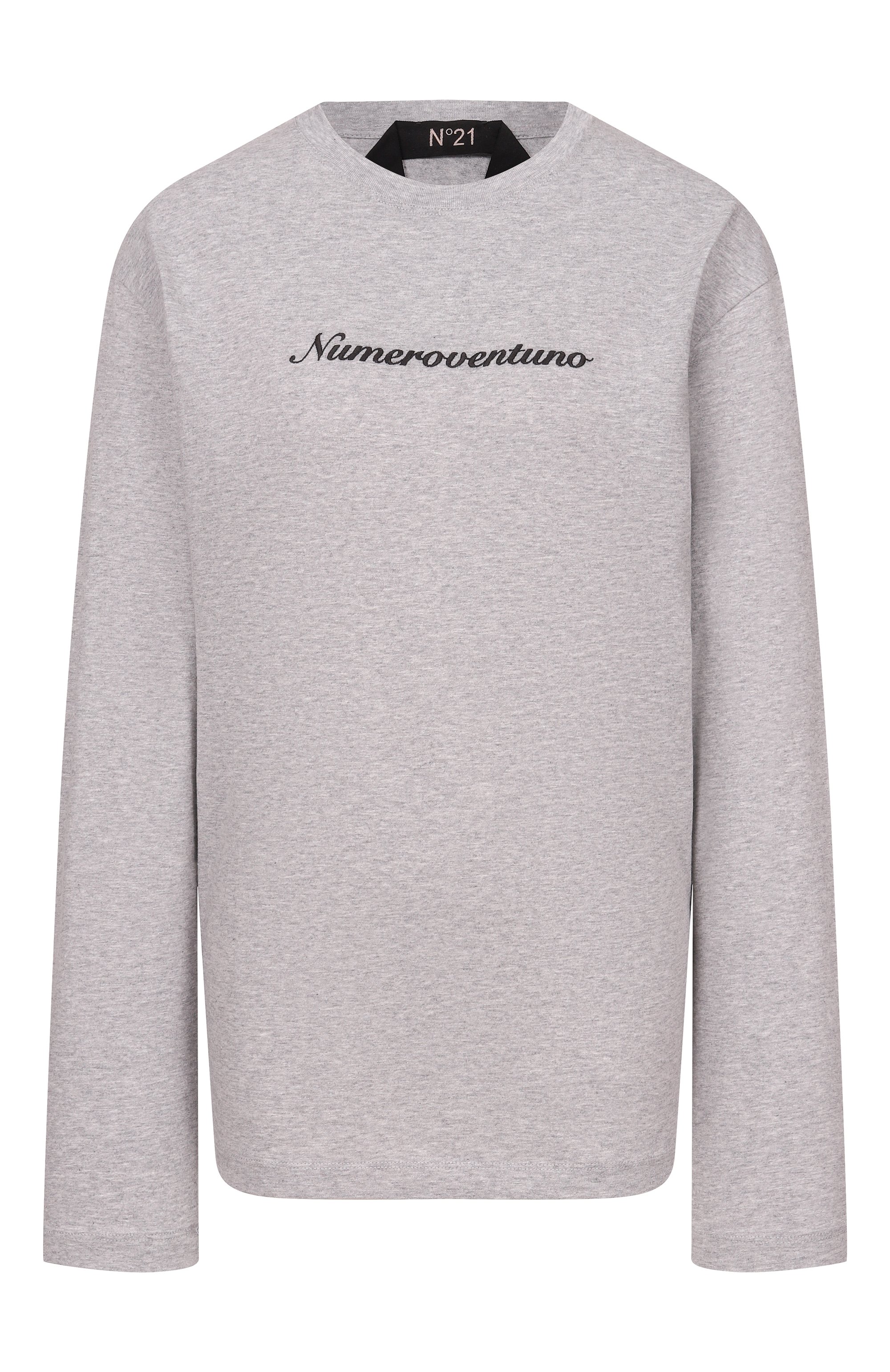 Хлопковый лонгслив N21 серого цвета по цене 29950 руб., арт. 19I N2M0/F011/4157, фото 1 Хлопковый лонгслив N21, арт. 19I N2M0/F011/4157, фото 1