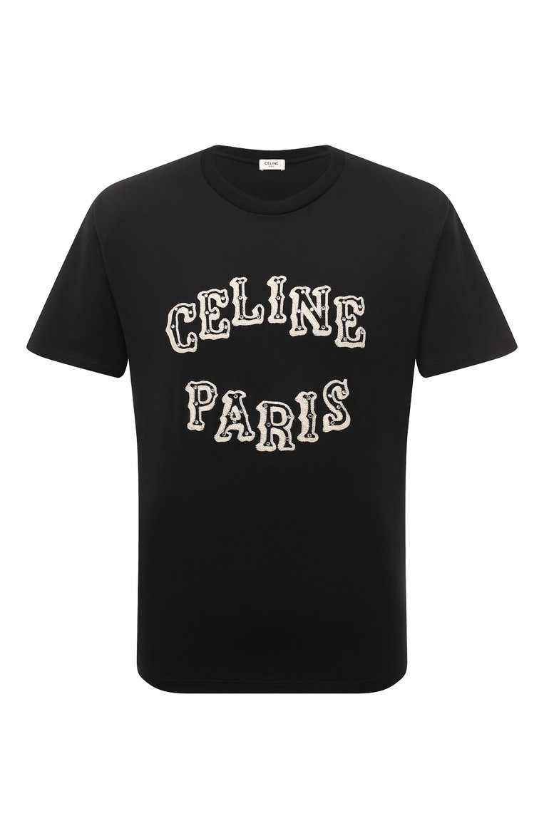 Мужская хлопковая футболка CELINE черного цвета, арт. 2X24J671Q | Фото 1 (Материал внешний: Хлопок; Длина (для топов): Стандартные; Рукава: Короткие; Принт: С принтом; Стили: Кэжуэл; Кросс-КТ: Джерси; Мужское Кросс-КТ: Футболка-одежда; Автоматизация состава: Проставлено; Детали: Без декора; Автоматизация ТО: Проставлено)