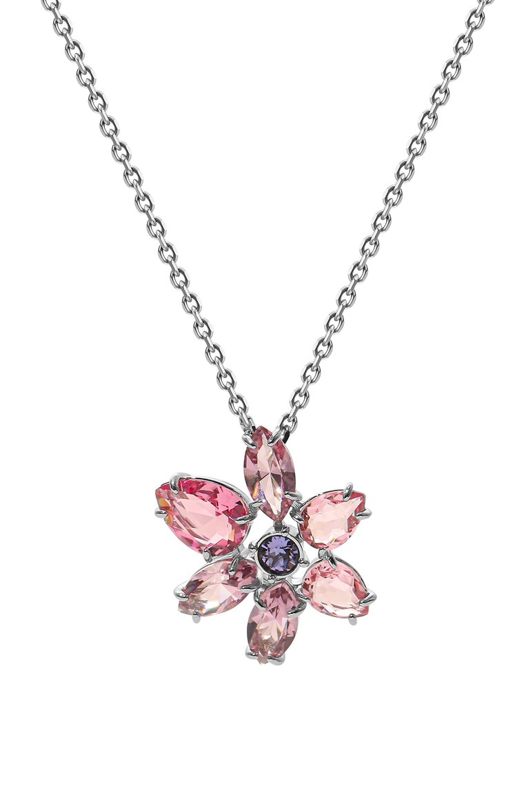SWAROVSKI Gema ペンダント/正規品 5662493 Gema pendant, Mixed cuts, Flower, Pink, Rhodium plated