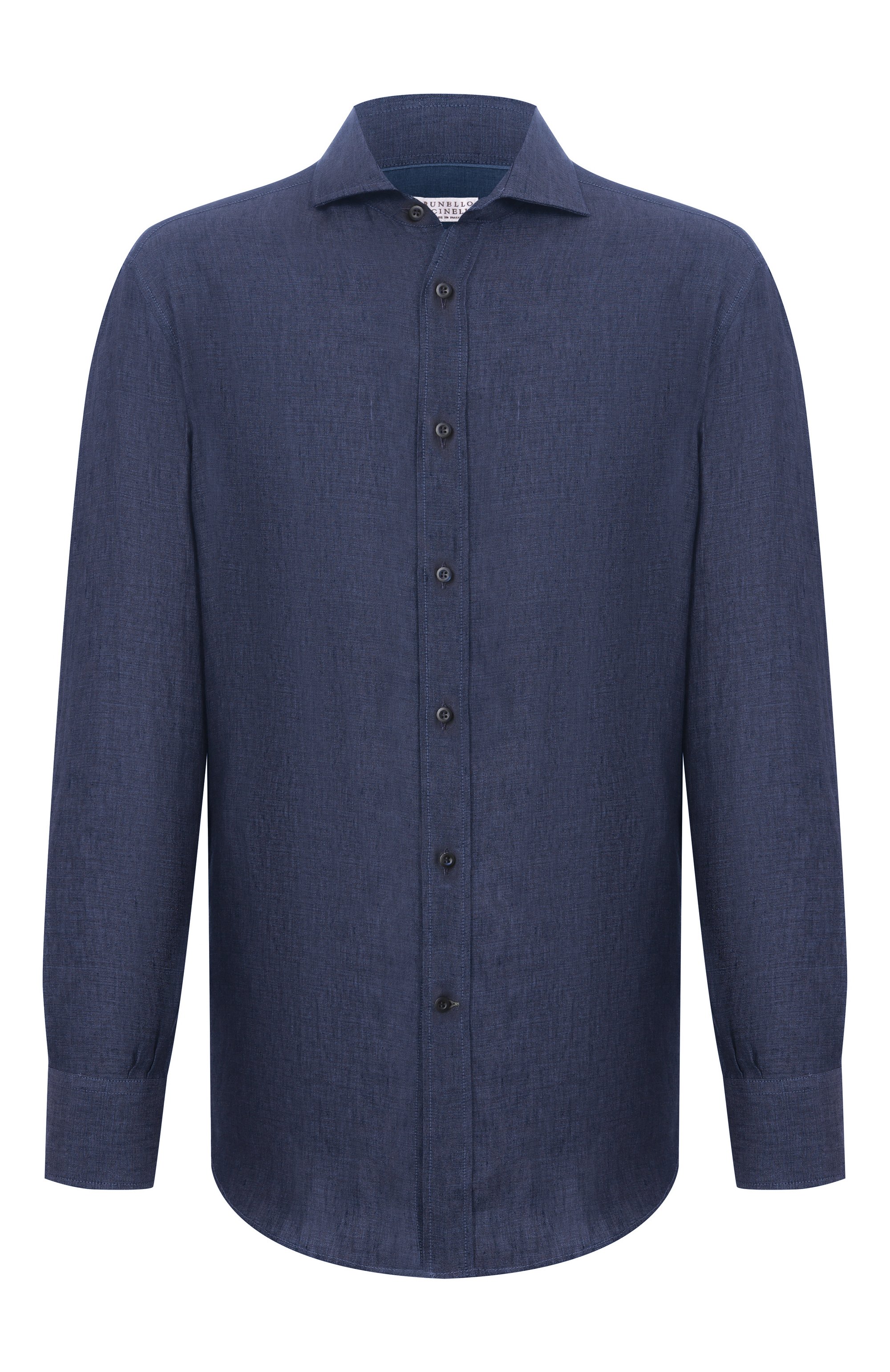 Льняная рубашка BRUNELLO CUCINELLI темно-синего цвета по цене 74600 руб., арт. MM6950028, фото 1 Льняная рубашка BRUNELLO CUCINELLI, арт. MM6950028, фото 1