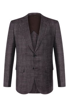 Мужской пиджак из смеси шерсти и ше�лка ZEGNA фиолетового цвета, арт. 750N09/10C2N0 | Фото 1 (Материал внешний: Шерсть, Шелк; Рукава: Длинные; Длина (для топов): Стандартные; Региональные ограничения белый список (Axapta Mercury): RU; Материал сплава: Проставлено; Стили: Классический; Случай: Формальный; 1-2-бортные: Однобортные; Драгоценные камни: Проставлено; Материал подклада: Хлопок; Пиджаки М: Приталенный)