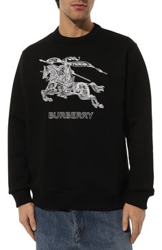 Мужской хлопковый свитшот BURBERRY черного цвета, арт. 8072777 | Фото 3 (Драгоценные камни: Проставлено; Рукава: Длинные; Материал сплава: Проставлено; Длина (для топов): Стандартные; Мужское Кросс-КТ: свитшот-одежда; Принт: С принтом; Стили: Спорт-шик; Материал внешний: Хлопок)