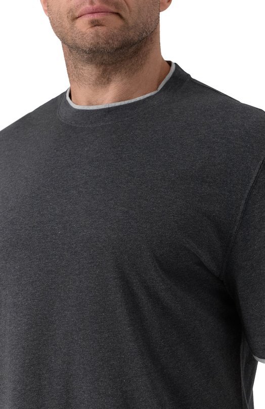 Хлопковая футболка Brunello Cucinelli M0B137427W Серый  M0B137427W Фото 5