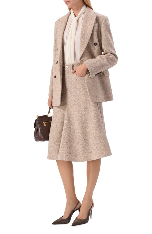 Юбка из шерсти и шелка Brunello Cucinelli MG530G3945 Бежевый  MG530G3945 Фото 2