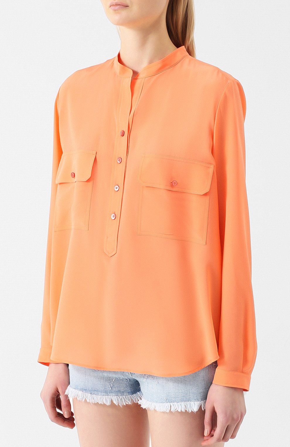 Шелковая блузка STELLA MCCARTNEY кораллового цвета по цене 69950 руб., арт. 386118/SY206, фото 3 Шелковая блузка STELLA MCCARTNEY, арт. 386118/SY206, фото 3