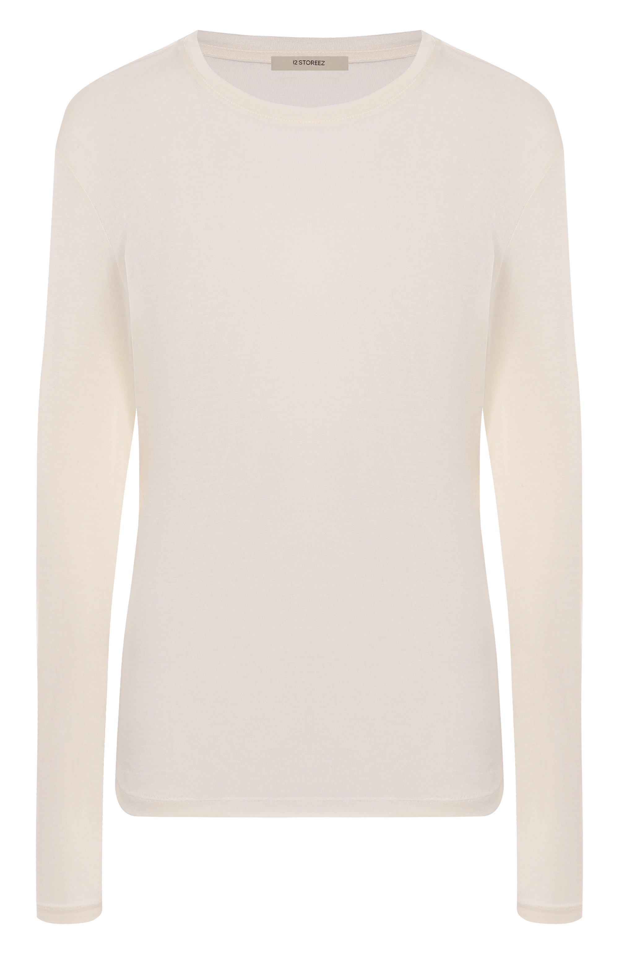 Шелковый лонгслив 12 STOREEZ кремового цвета по цене 17000 руб., арт. 131579, фото 1 Шелковый лонгслив 12 STOREEZ, арт. 131579, фото 1