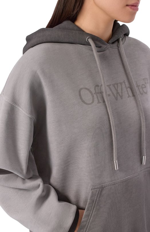 Хлопковое худи Off-White 0WBB06DF25FLE001 Серый  0WBB06DF25FLE001 Фото 5