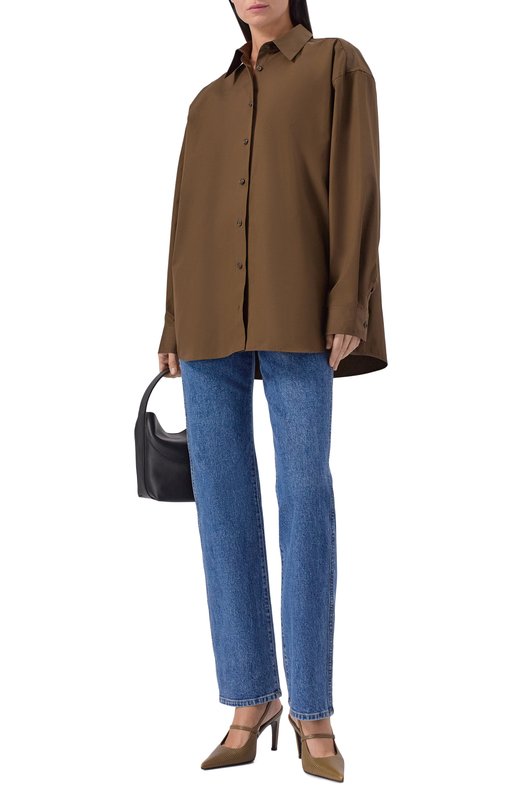 Хлопковая рубашка TOTEME 254-WRT0480-FB0226 Коричневый  254-WRT0480-FB0226 Фото 2