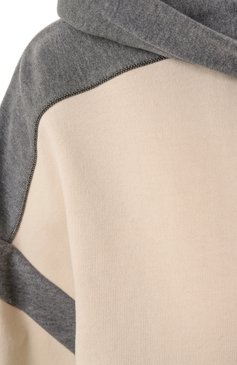 Женский хлопковая толстовка BRUNELLO CUCINELLI кремового цвета, арт. MN05NVE306 | Фото 6 (Длина (для топов): Стан�дартные; Рукава: Длинные; Материал сплава: Проставлено; Драгоценные камни: Проставлено; Стили: Кэжуэл; Женское Кросс-КТ: Кардиган-одежда; Материал внешний: Хлопок)