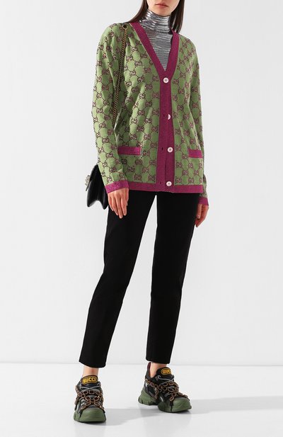 Комбинированные кроссовки flashtrek с отделкой кристаллами GUCCI, арт. 537355/GGZ30, фото 2