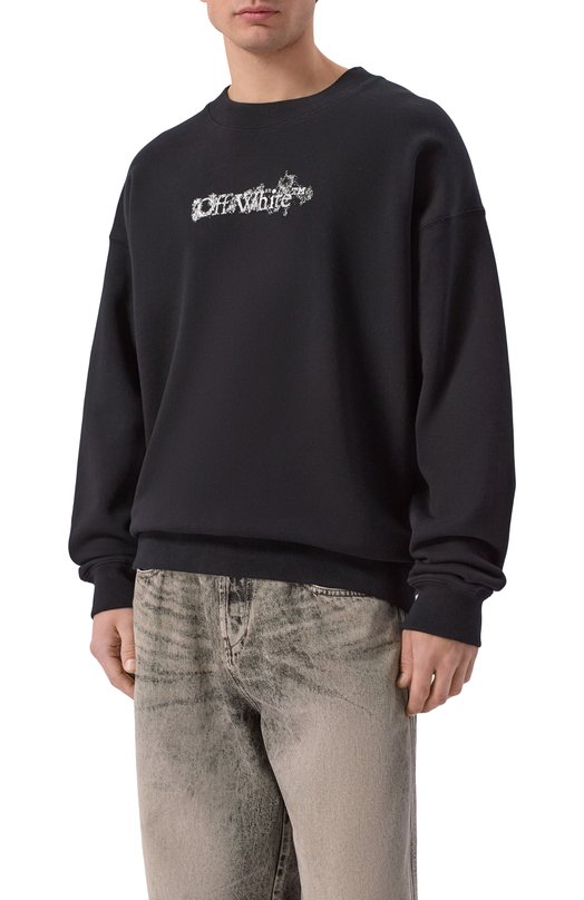 Хлопковый свитшот Off-White 0MBA054S26FLE002 Чёрный  0MBA054S26FLE002 Фото 3