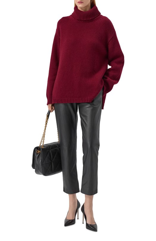 Кожаные брюки Elie Saab P0169NR26/L0001 Чёрный  P0169NR26/L0001 Фото 2