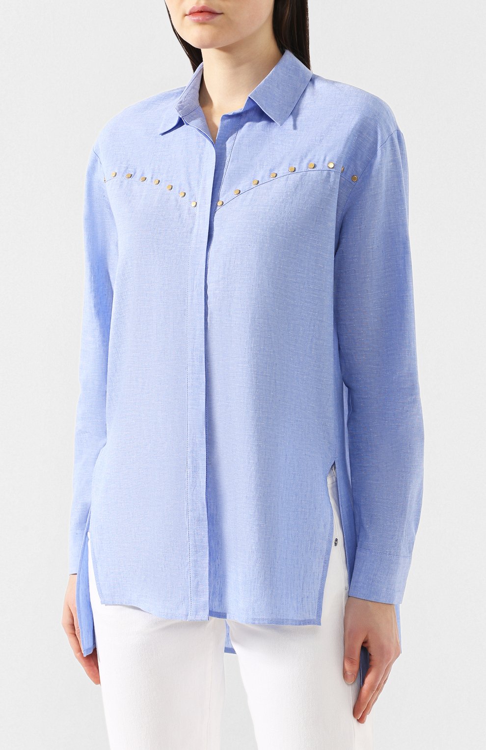 Рубашка из смеси хлопка и льна ESCADA SPORT голубого цвета по цене 34650 руб., арт. 5029169, фото 3 Рубашка из смеси хлопка и льна ESCADA SPORT, арт. 5029169, фото 3