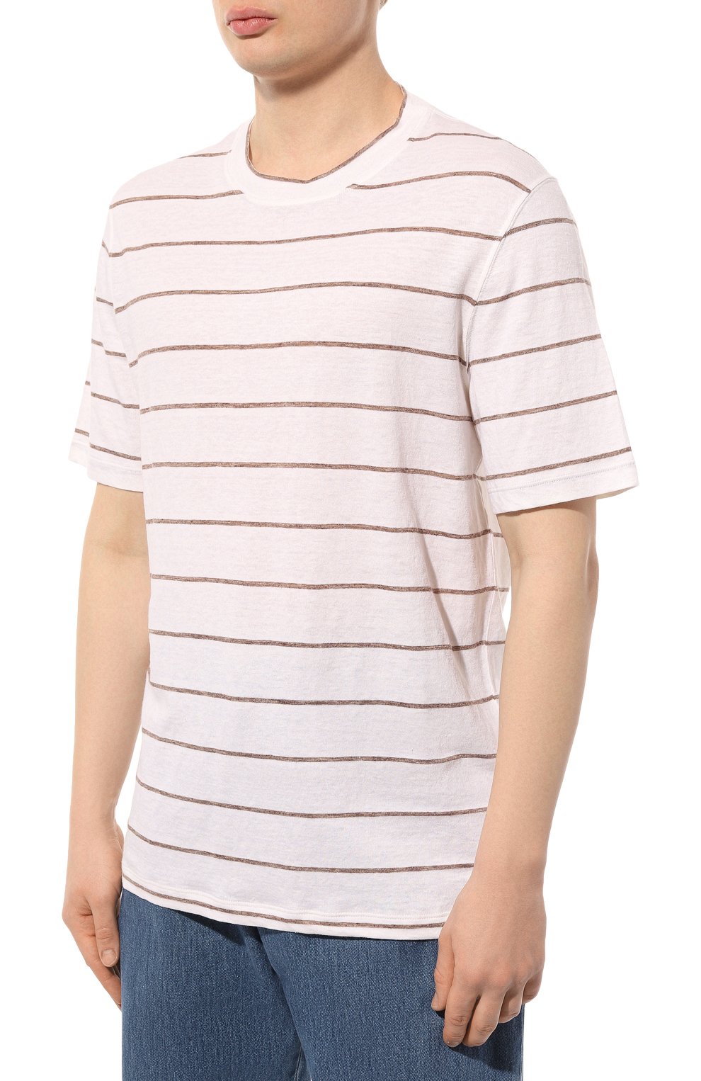 Футболка изо льна и хлопка BRUNELLO CUCINELLI, арт. MW8341308, фото 3