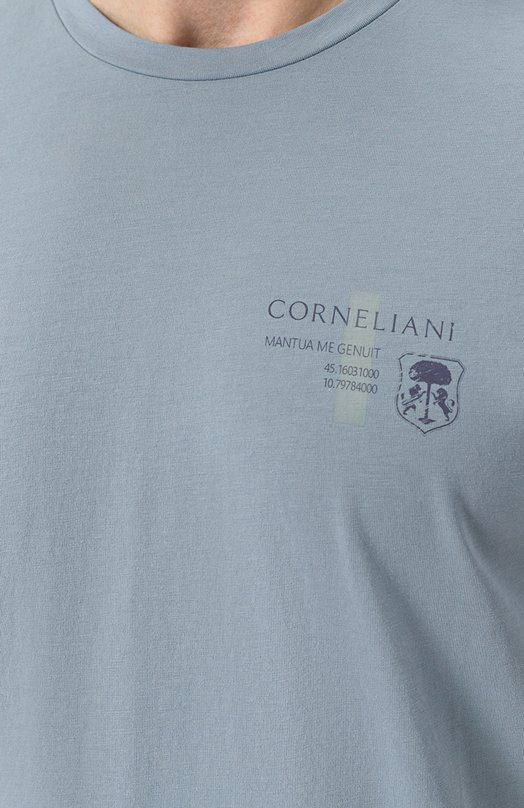 Хлопковая футболка Corneliani 25G580-2525058 Голубой  25G580-2525058 Фото 5