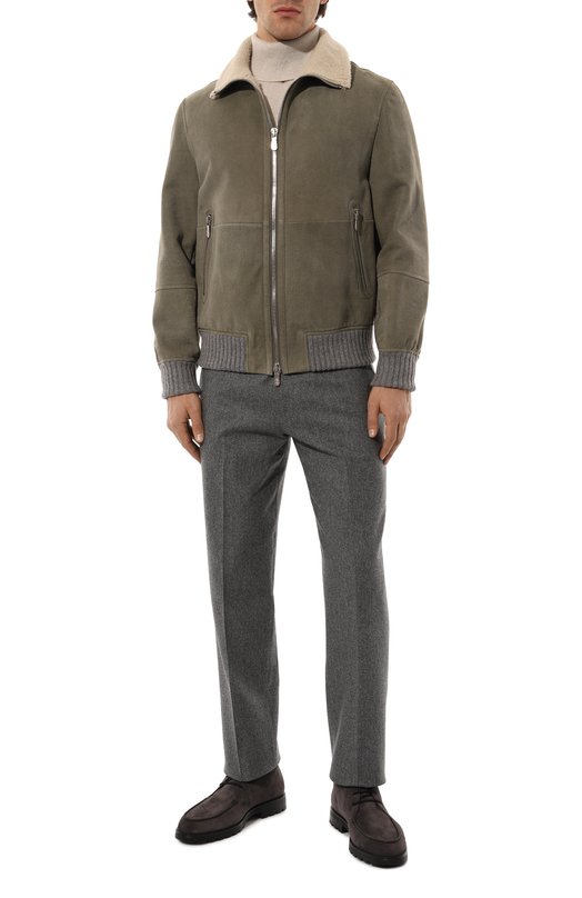 Дубленка из овчины Brunello Cucinelli MPMTU1737 Хаки  MPMTU1737 Фото 2