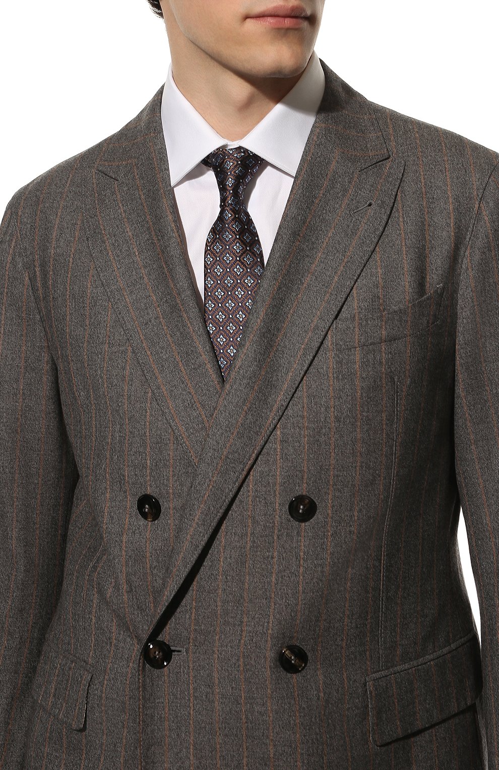 Шелковый галстук CANALI коричневого цвета по цене 13250 руб., арт. 18/HJ03403, фото 2 Шелковый галстук CANALI, арт. 18/HJ03403, фото 2