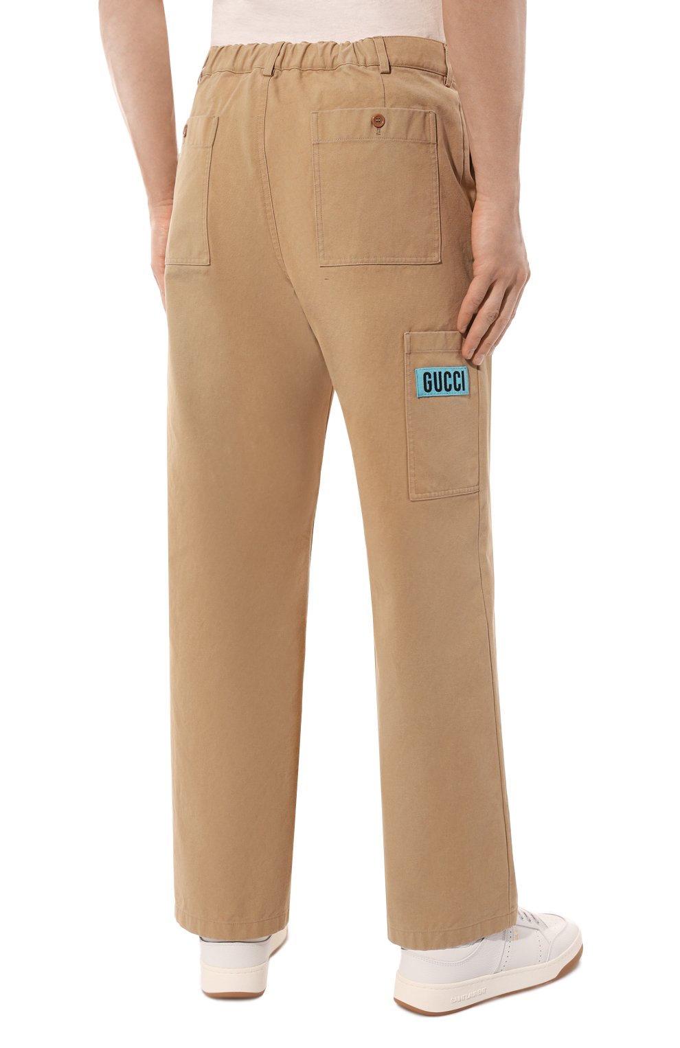 Хлопковые брюки GUCCI бежевого цвета по цене 112320 руб., арт. 669182 ZAHPV, фото 4 Хлопковые брюки GUCCI, арт. 669182 ZAHPV, фото 4