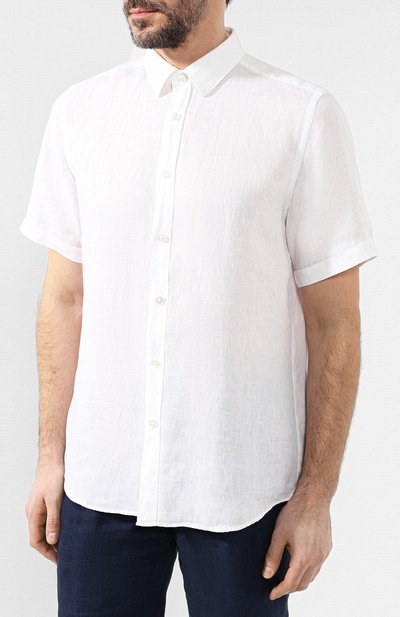 Льняная рубашка BOSS белого цвета по цене 11500 руб., арт. 50405698, фото 3 Льняная рубашка BOSS, арт. 50405698, фото 3