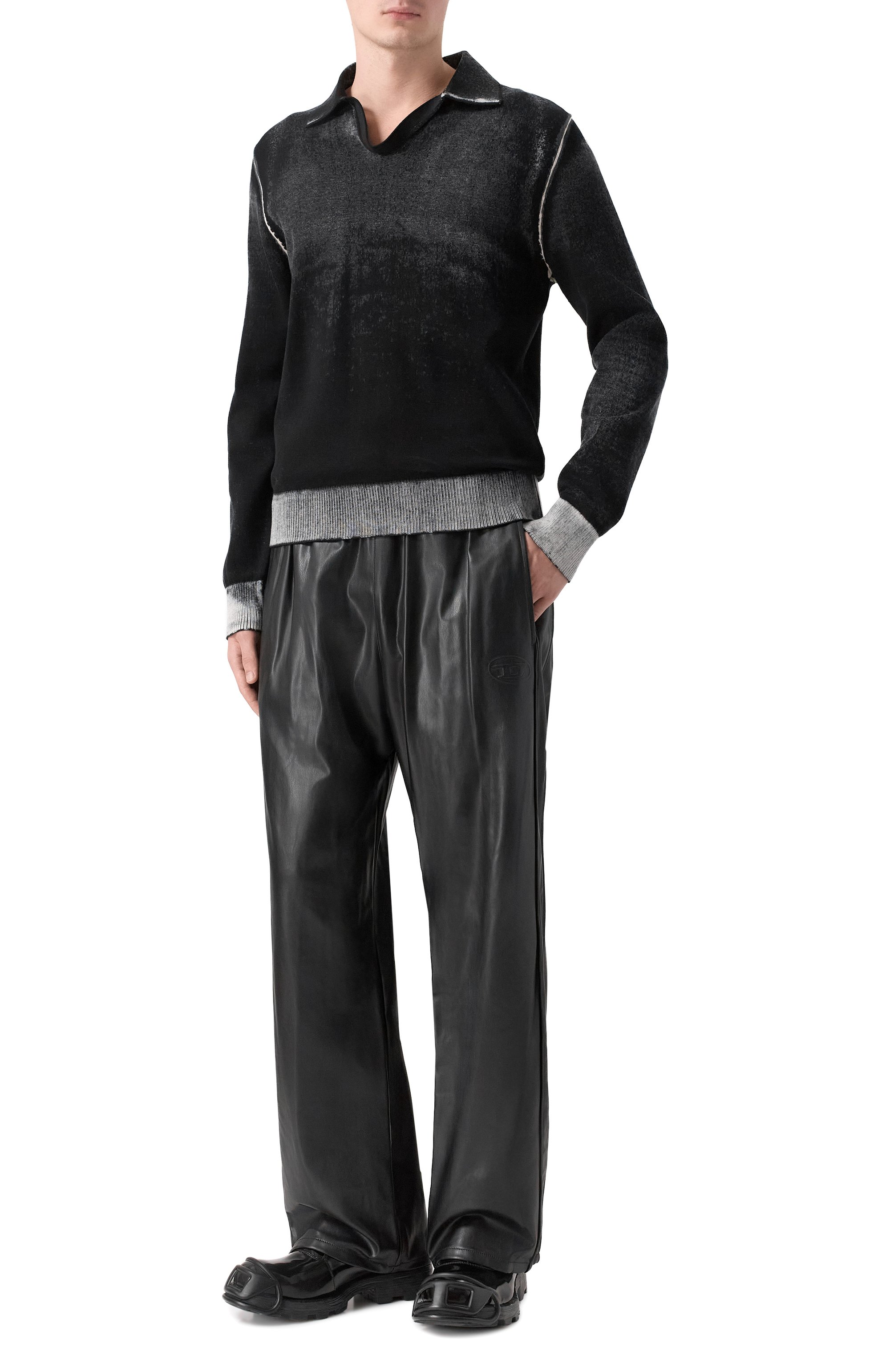 Брюки из экокожи DIESEL черного цвета по цене 36450 руб., арт. A21970/0PGBX, фото 2 Брюки из экокожи DIESEL, арт. A21970/0PGBX, фото 2