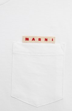 Детская хлопковая футболка MARNI белого цвета, арт. M01064/M00NE | Фото 3 (Девочки Кросс-КТ: футболка-одежда; Рукава: Короткие; Материал сплава: Проставлено; Материал внешний: Хлопок; Драгоценные камни: Проставлено)