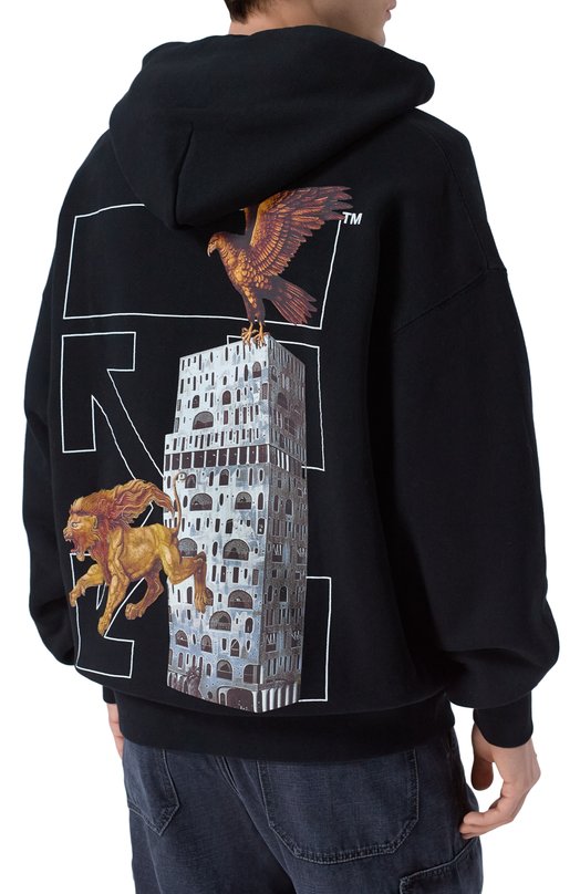 Хлопковое худи Off-White 0MBB085F25FLE002 Чёрный  0MBB085F25FLE002 Фото 4