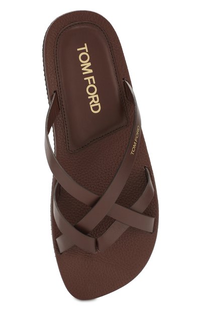 Кожаные шлепанцы TOM FORD темно-коричневого цвета по цене 72400 руб., арт. J1223T-LCL076, фото 5 Кожаные шлепанцы TOM FORD, арт. J1223T-LCL076, фото 5