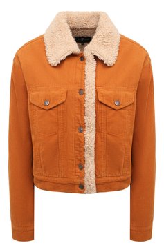 Женская вельветовая куртка 7 FOR ALL MANKIND оранжевого цвета, арт. JSNID900WC | Фото 1 (Драгоценные камни: Проставлено; Материал внешний: Хлопок; Рукава: Длинные; Длина (верхняя одежда): Короткие; Материал подклада: Синтетический материал; Материал сплава: Проставлено; Кросс-КТ: Куртка, Легкие; Стили: Кэжуэл)