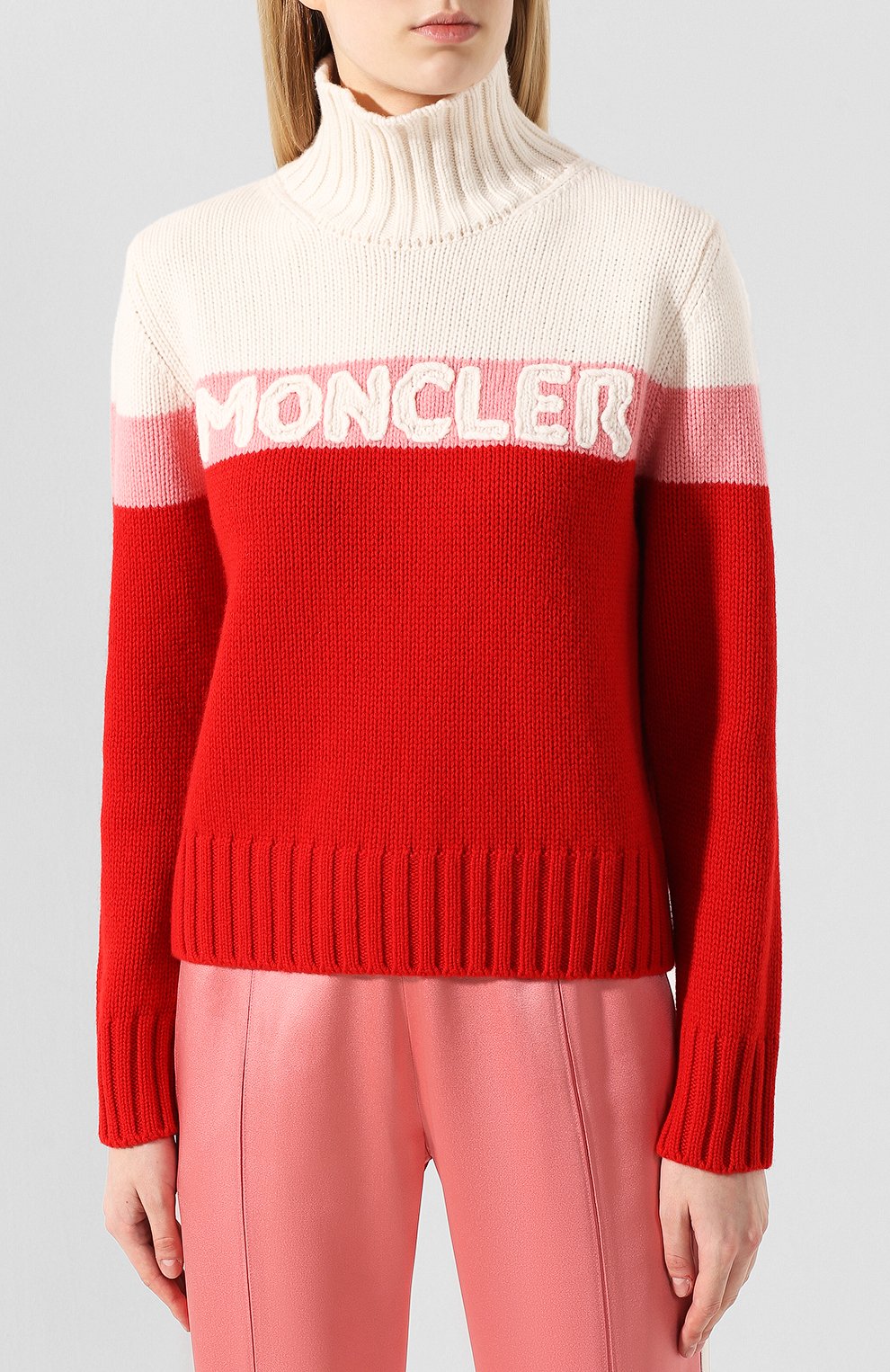 Свитер из смеси шерсти и кашемира MONCLER красного цвета по цене 65500 руб., арт. E2-093-92525-50-A9141, фото 3 Свитер из смеси шерсти и кашемира MONCLER, арт. E2-093-92525-50-A9141, фото 3