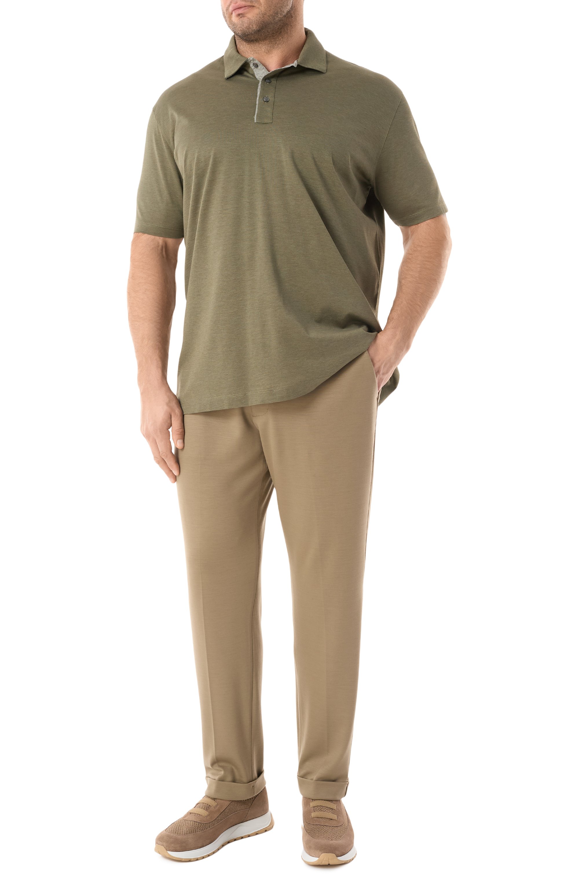 Хлопковое поло PAUL&SHARK хаки цвета по цене 33050 руб., арт. 25411224/3XL, фото 2 Хлопковое поло PAUL&SHARK, арт. 25411224/3XL, фото 2