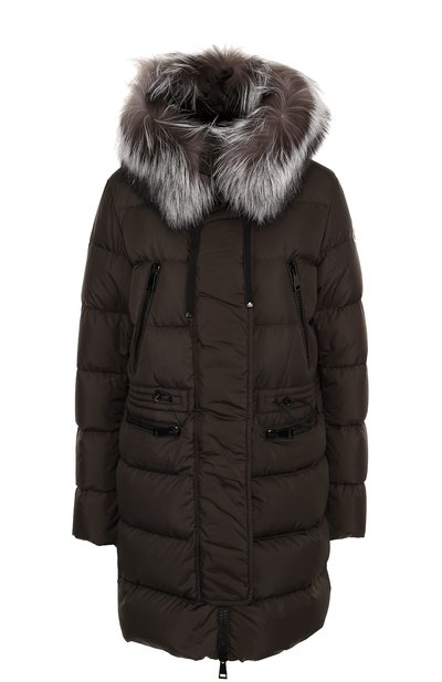 Женский приталенный стеганый пуховик с меховой отделкой капюшона MONCLER, арт. C2-093-49885-25-54155
